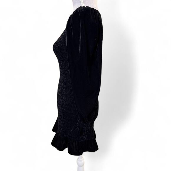 LoveShackFancy Women's Dorset Black Velvet Cocktail and Party Dress P - Picture 6 of 8